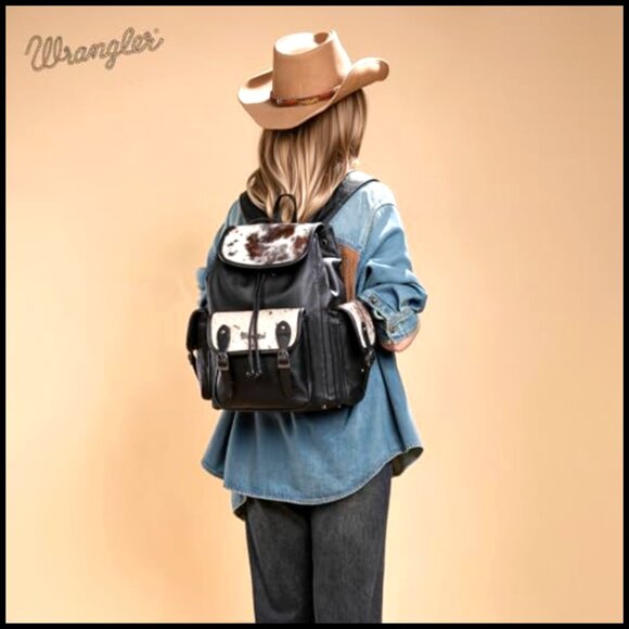 Western Hair-On Cowhide Backpack Purse, Large Capacity Laptop Bag main image 6